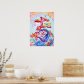 Kichi: Calligraphy "Good Fortune" 260020214 Poster (Keuken)