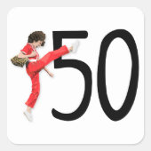 Kick 50 vierkante sticker (Voorkant)