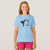 Kick als een meisje met martial Arts Tae Kwon Do P T-shirt (Voorkant volledig)