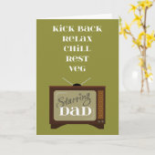 Kick Back Relax voor papa op Vaderdag Retro TV Kaart (Gele Bloem)