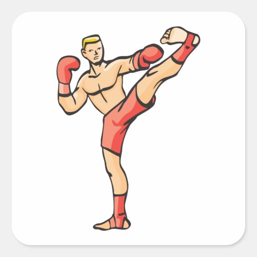 Kick Boxing Vierkante Sticker (Voorkant)