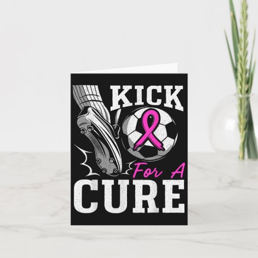 Kick For A Breast Cancer Awareness Nk Ribbon Socce Kaart (Voorkant)