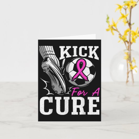Kick For A Breast Cancer Awareness Nk Ribbon Socce Kaart (Gele Bloem)