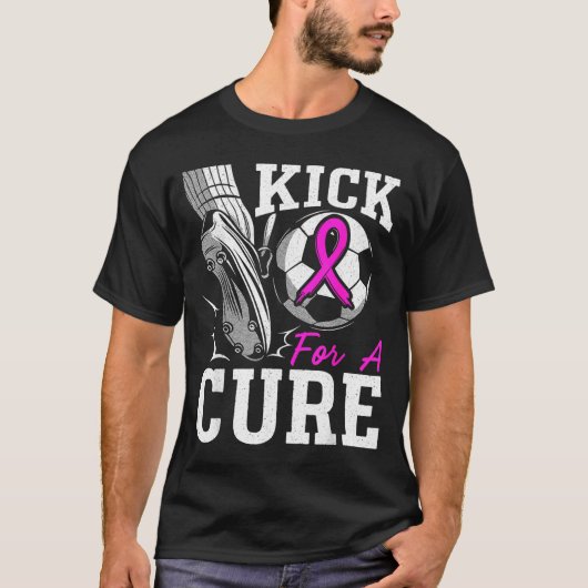 Kick For A Breast Cancer Awareness Nk Ribbon Socce T-shirt (Voorkant)