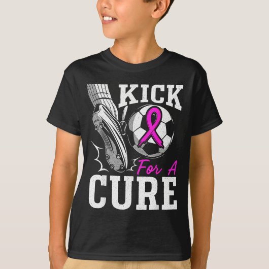 Kick For A Breast Cancer Awareness Nk Ribbon Socce T-shirt (Voorkant)