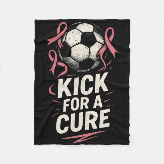 Kick For A Cure - Voetbal Steun Voor Borstkanker Fleece Deken (Voorkant)