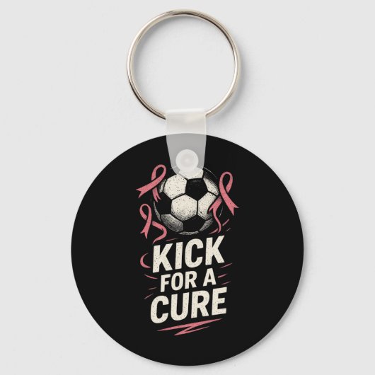 Kick For A Cure - Voetbal Steun Voor Borstkanker Sleutelhanger (Voorkant)