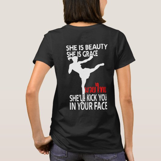 Kick in je gezicht Muay thai Women grappig t-shirt (Achterkant)