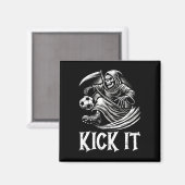 Kick It Grim Reaper Speelt Voetbal Magneet (Voorkant / Achterkant)