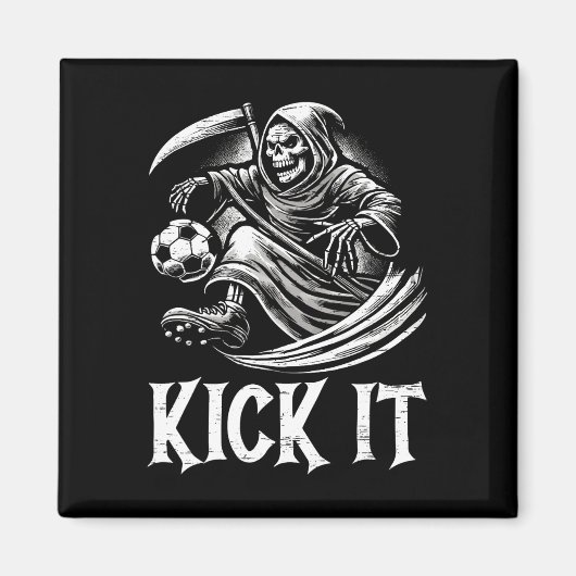 Kick It Grim Reaper Speelt Voetbal Magneet (Voorkant)