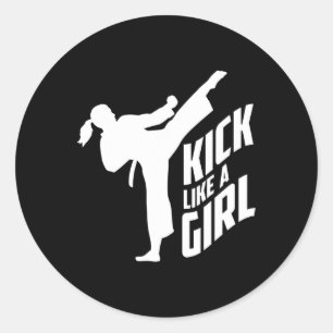 Kick Like A Girl-karate Kickboksen Meisje  Ronde Sticker
