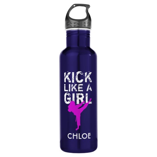 Kick Like a Girl Karate Martial Arts Waterfles (Voorkant)