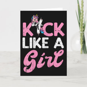 Kick Like Girl Eenhoorn Karate Taekwondo Vechtkuns Kaart