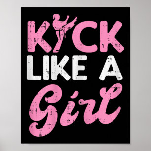Kick Like Girl Karate Taekwondo Kung Fu Vechtkunst Poster