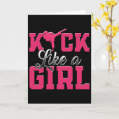 Kick Like Girl Karate Taekwondo Martial Arts  Kaart (Gele Bloem)