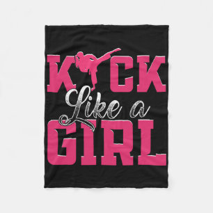 Kick Like Girl Karate Taekwondo Vechtkunst  Fleece Deken