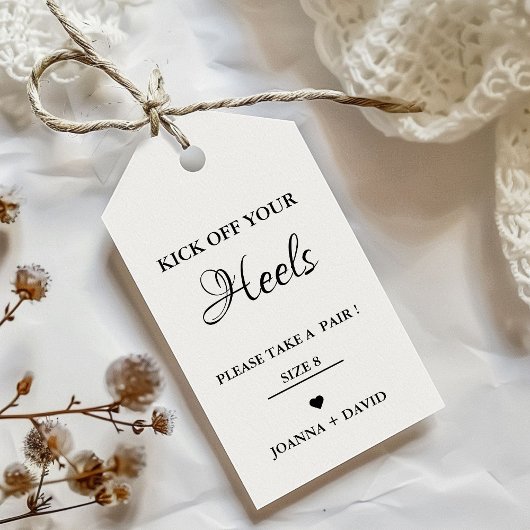 Kick of your heels voor dansende voeten Trouwbord Cadeaulabel