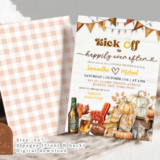 Kick Off Pumpkin Footballs Couples Douche Kaart