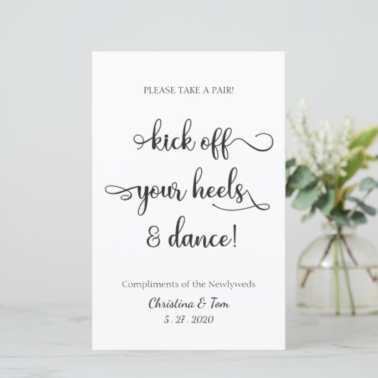 "Kick off your heels and dance" zwarte bruiloft (Staand voorkant)