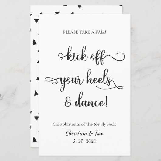 "Kick off your heels and dance" zwarte bruiloft (Voorkant / Achterkant)