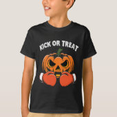 Kick or Treat Halloween Boxing Funny Pumpkin Glove T-shirt (Voorkant)