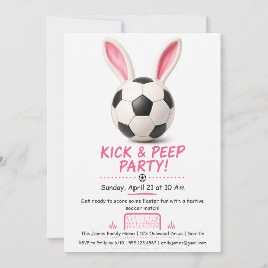 Kick & Peep Feest – Pasen Voetbal Uitnodiging (Voorkant)
