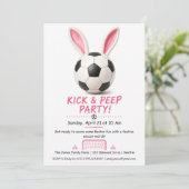 Kick & Peep Feest – Pasen Voetbal Uitnodiging (Staand voorkant)