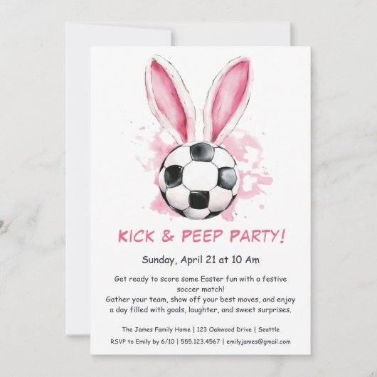 Kick & Peep Party - Uitnodiging voor Paasvoetbal (Voorkant)