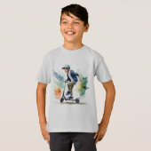 Kick Scooter Fun Waterverf T-shirt (Voorkant volledig)