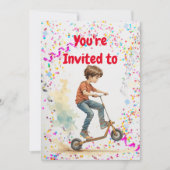 Kick Scooter Thema Verjaardagsfeestje Uitnodiging (Voorkant)