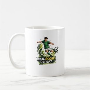 Kick Score Herhaal Voetbalspeler Motiverend Sport Koffiemok