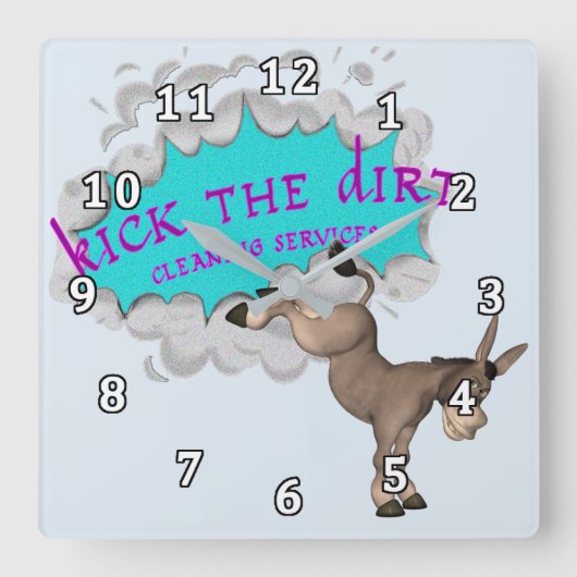 Kick the Dirt Vierkante Klok (Voorkant)