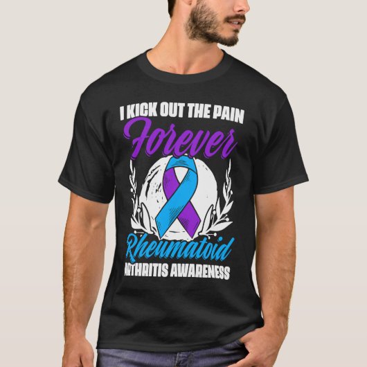 Kick The Pain Ribbon Rheumatoid Arthritis Awarenes T-shirt (Voorkant)