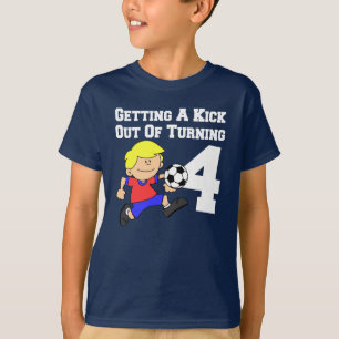 Kick uit het draaien van 4 voetbalspeler t-shirt