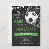 Kick-up een leuke voetbal verjaardag uitnodiging (Voorkant)