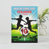 Kick Up Some Fun Soccer Ball Boys Birthday Party  Kaart (Staand voorkant)