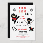 Kick up Sommige Leuk Ninja Rood & Zwart Verjaardag Kaart (Voorkant / Achterkant)