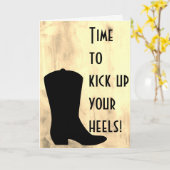 Kick Up Your Boots - Cowboy Verjaardag Kaart (Gele Bloem)