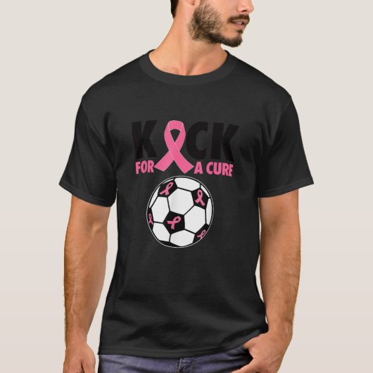 Kick voor een genezing borstkanker bewustzijn roze t-shirt (Voorkant)