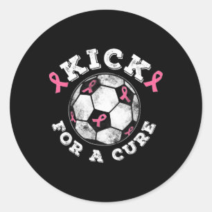 Kick Voor Een Genezing Roze Lint Borstkanker Bewus Ronde Sticker