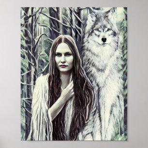 Kickapoo Indian Brujah White Wolf Poster