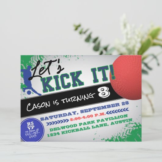 Kickball Boy Sportverjaardag Kaart (Staand voorkant)