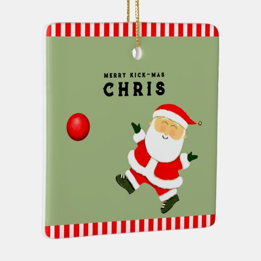 Kickball Player Holiday Cadeft Keramisch Ornament (Rechts)
