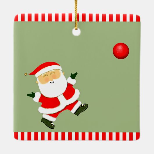 Kickball Player Holiday Cadeft Keramisch Ornament (Achterkant)