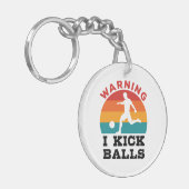 Kickball Warning I Kick Balls Sleutelhanger (Voorkant Links)
