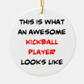 kickballspeler, geweldige keramisch ornament (Voorkant)