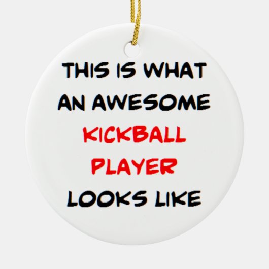 kickballspeler, geweldige keramisch ornament (Voorkant)