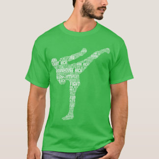 Kickboing Silhouet Woord Cloudaekwondo Karate Figu T-shirt