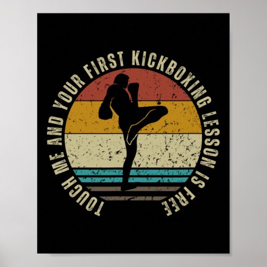 Kickboklessen voor gratis coach grappige kickbokse poster (Voorkant)