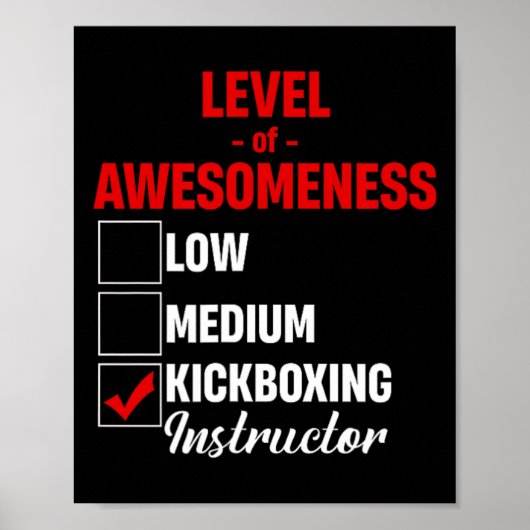 Kickboks-instructrice Level Of Awesomeness Gemengd Poster (Voorkant)